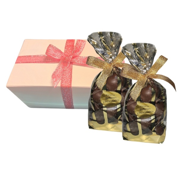 Whole Cherries in Cherry Liqueur Cerisettes Belgian Milk Chocolate In Gift Box Duva Chocolates 360g